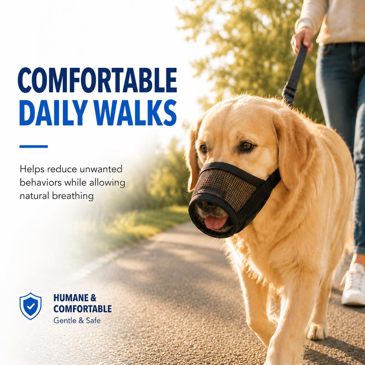 Dog Muzzle, Soft Air Mesh Muzzles For Large Sized Dogs, Breathable Dog Mussels For Scavenging Biting Licking & Barking, Adjustable Mouth Guard For Grooming, Allows Panting And Drinking