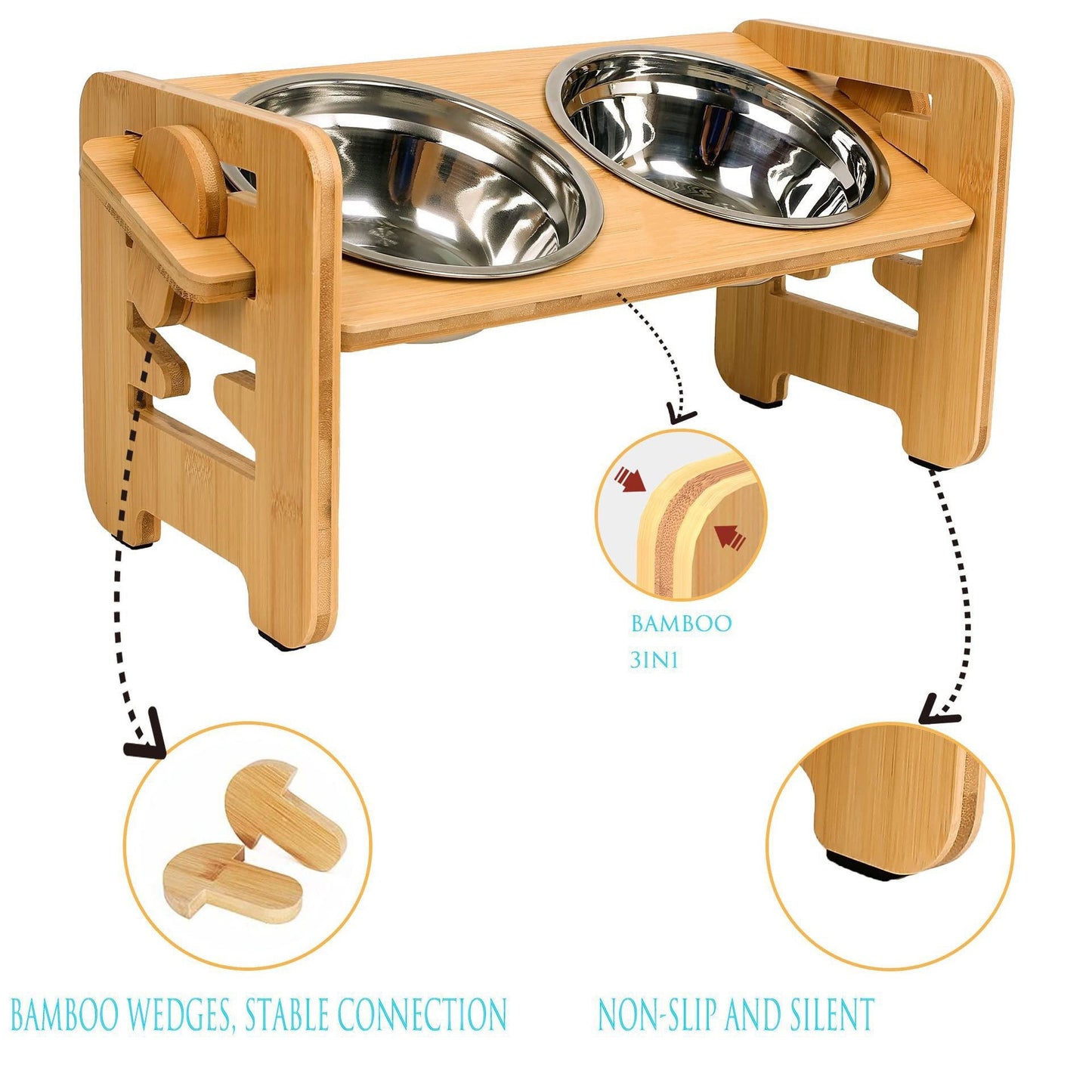 Wooden Cat And Dog Neck-support Feeder In Natural Wood Color