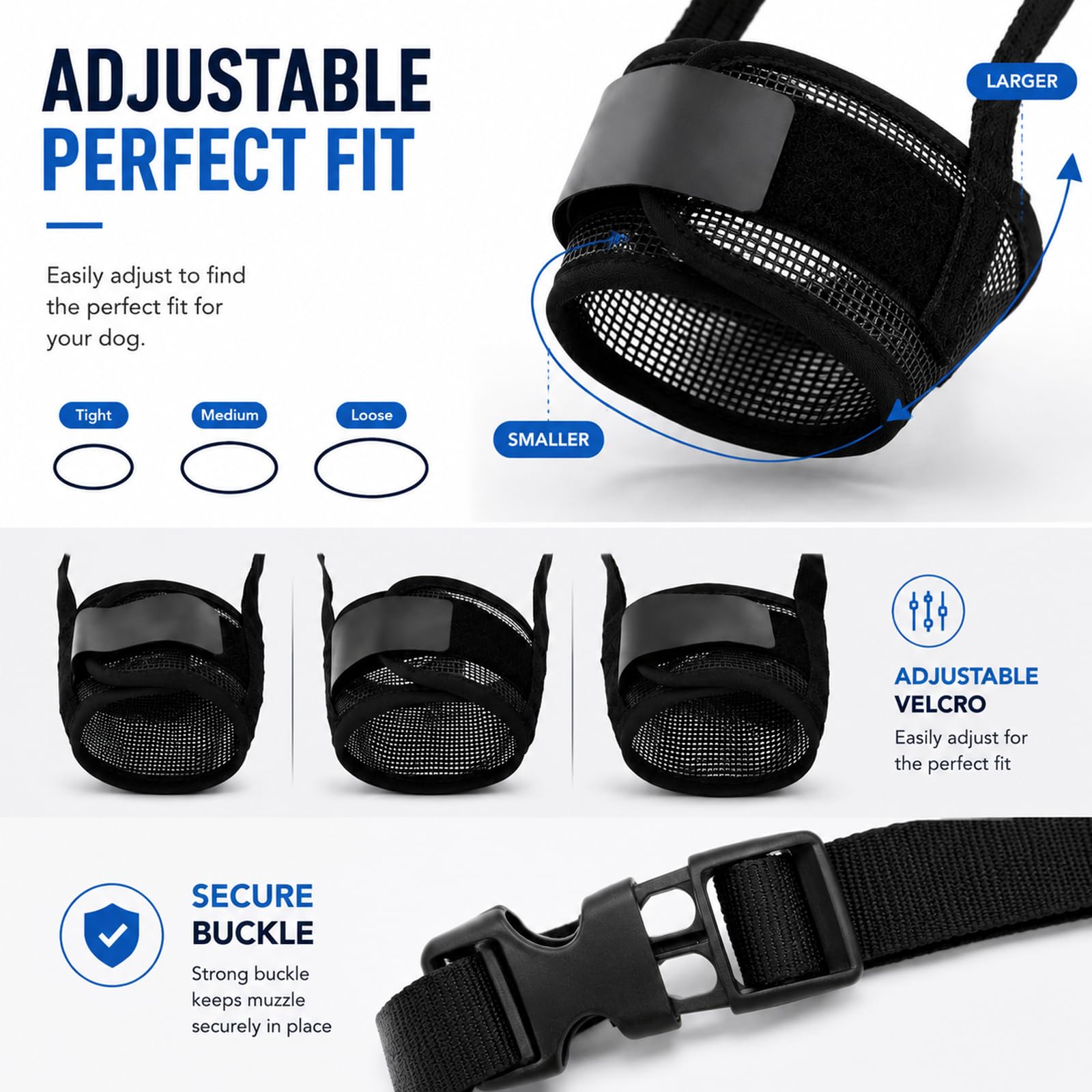 Dog Muzzle, Soft Air Mesh Muzzles For Large Sized Dogs, Breathable Dog Mussels For Scavenging Biting Licking & Barking, Adjustable Mouth Guard For Grooming, Allows Panting And Drinking