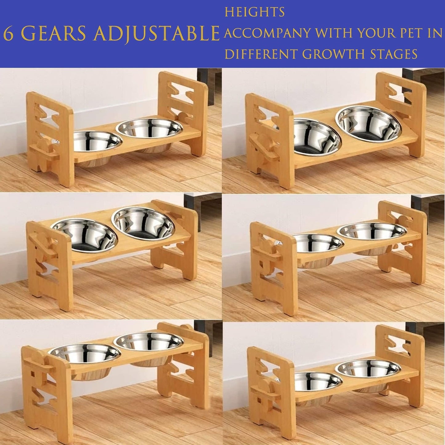 Wooden Cat And Dog Neck-support Feeder In Natural Wood Color