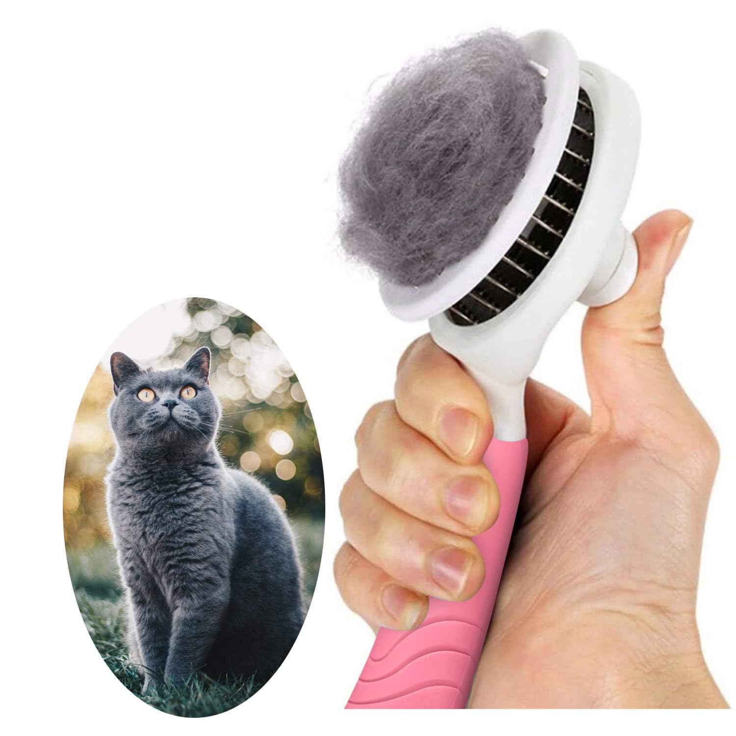 Self Cleaning Slicker Brush - Cat Brush Skin-Friendly Deshedding Grooming Massaging Tool For Long & Short Haired Pets, Cat Hair Brushes Easy Removes Undercoat For Dogs Cats Rabbits